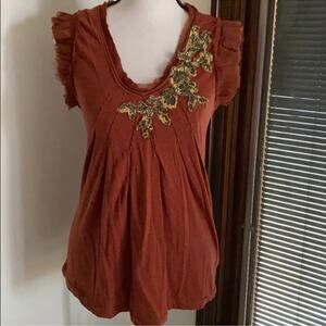 Anthropologie | Beaded Sleeveless Top Size S